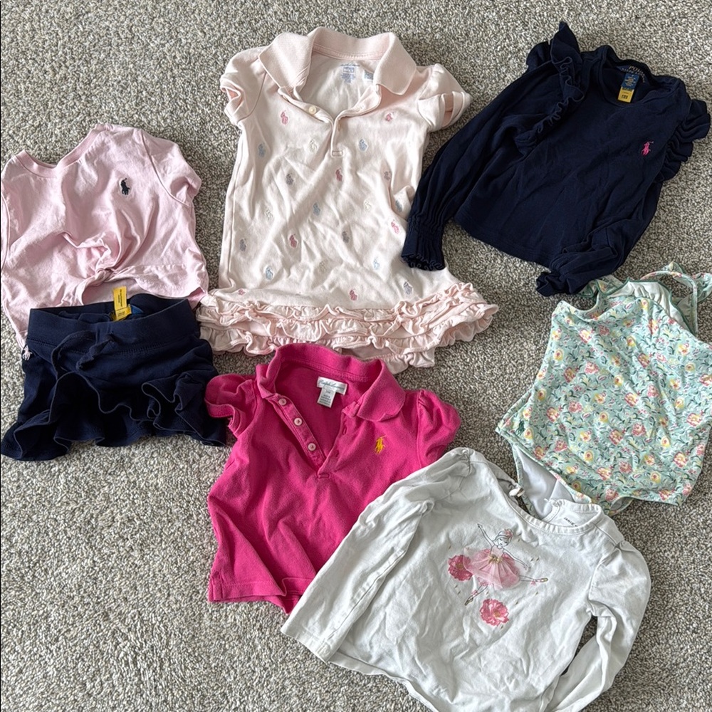 Ralph Lauren Kids Pink and Navy Polo Shirt